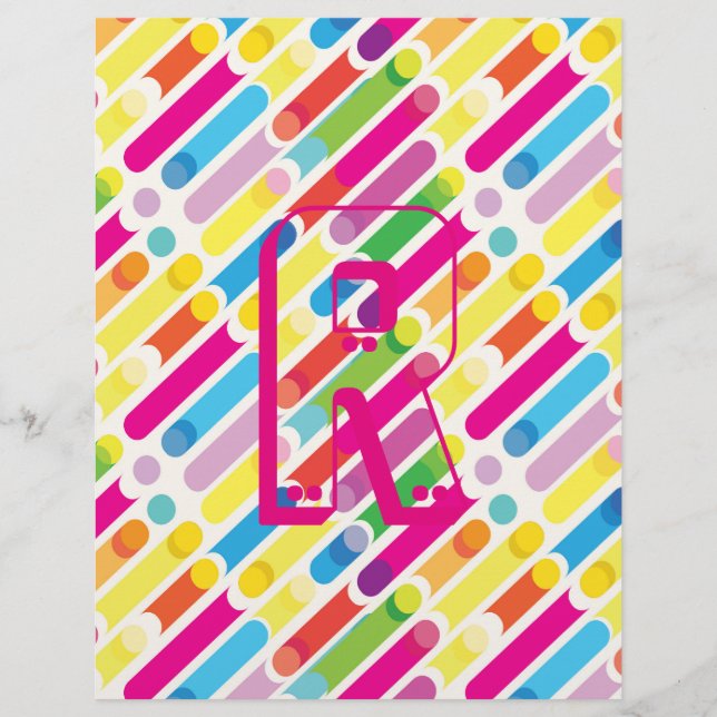 Monogram Rainbow Diagonal Lines Pattern Pop Art Flyer (Front)