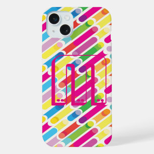 Monogram Rainbow Diagonal Lines Pattern Pop Art iPhone 15 Plus Case