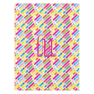 Monogram Rainbow Diagonal Lines Pattern Pop Art Tablecloth