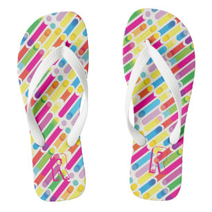 Monogram Rainbow Diagonal Lines Pattern Pop Art Thongs