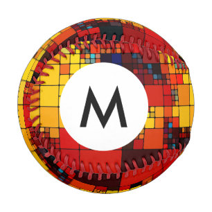 Monogram rainbow geometric pattern baseball