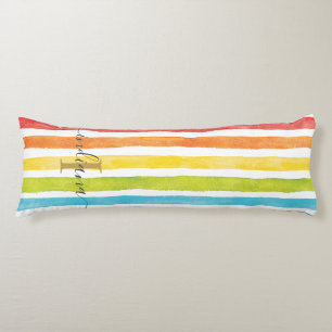 Monogram Rainbow Name Initial Colourful Custom Body Cushion