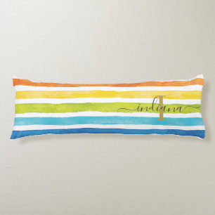 Monogram Rainbow Name Initial Script Custom Body Cushion