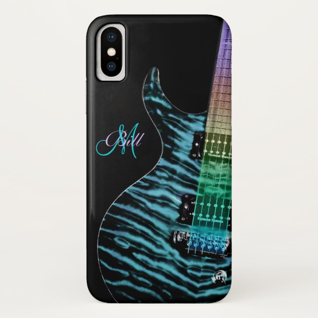 Monogram Rainbow Neck Guitar iPhone X Case (Back)