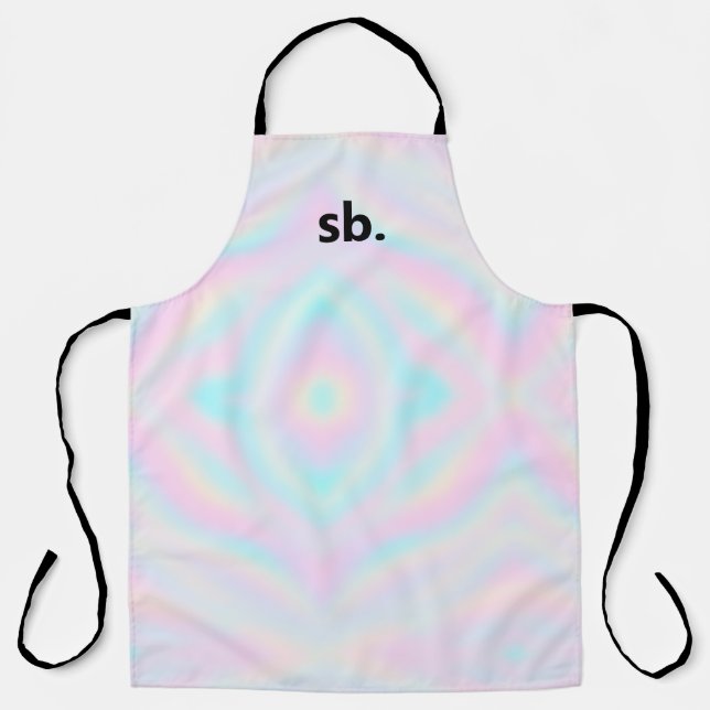 Monogram Rainbow Pastel Hologram Tie Dye Apron (Front)