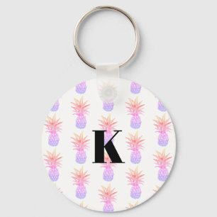Monogram Rainbow Pineapple Tropical Pattern  Key Ring