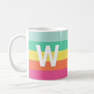 Monogram Rainbow Sherbet Colour Block Personalised Coffee Mug