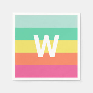 Monogram Rainbow Sherbet Colour Block Personalised Napkin