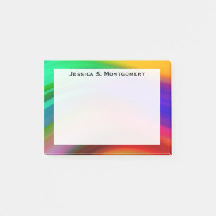 Monogram Rainbow Wave Stripes Post-it Notes