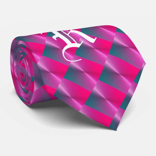 MONOGRAM RASPBERRY NECK TIE (Rolled)