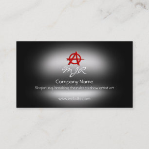 Monogram, Red Anarchy Sign, metallic-effect Business Card