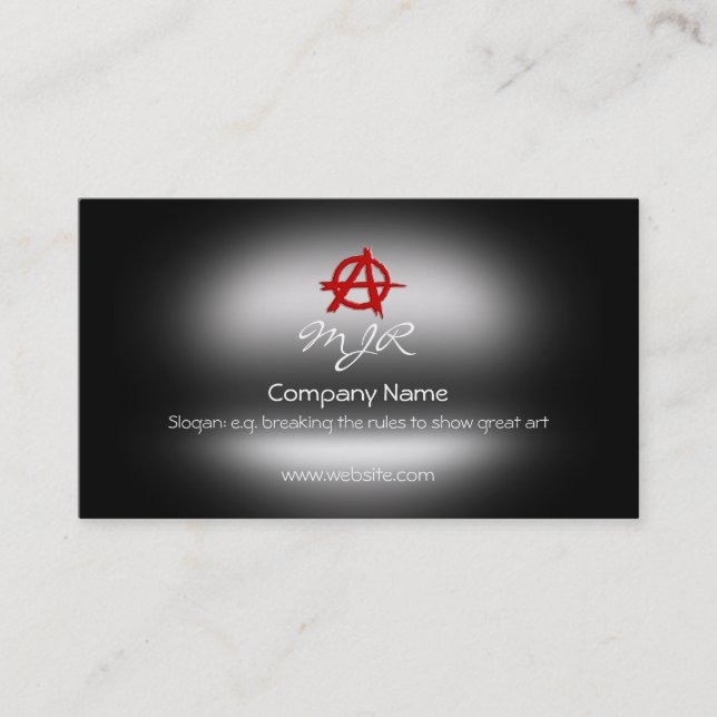 Monogram, Red Anarchy Sign, metallic-effect Business Card (Front)