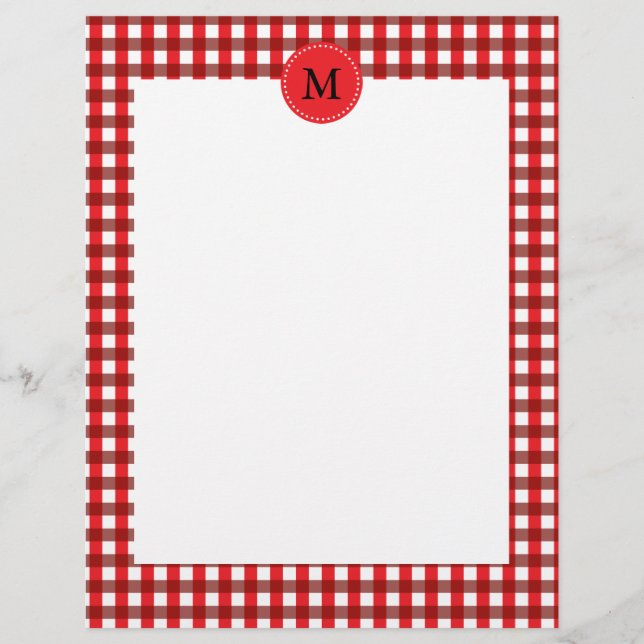 Monogram Red and White Gingham Pattern (Front)
