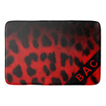 Monogram Red & Black Leopard Print