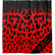 Monogram Red & Black Leopard Print