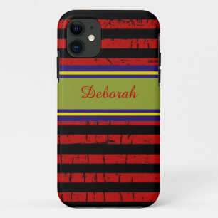 monogram red black striped iPhone 11 case