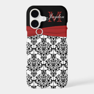 Monogram Red Black White Damask iPhone 7 Case