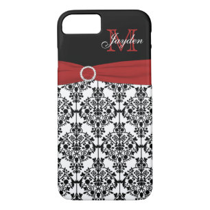 Monogram Red Black White Damask iPhone 7 Case