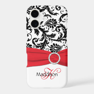 Monogram Red, Black, White Damask Vibe iPhone 7