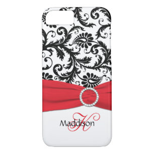 Monogram Red, Black, White Damask Vibe iPhone 7 iPhone 8/7 Case