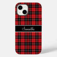 Monogram Red Black White Tartan Buffalo Plaid 