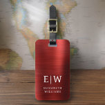 Monogram Red Brushed Metallic Elegant Luggage Tag<br><div class="desc">Introducing our Monogram Brushed Metallic Elegant Luggage Tag: Elevate your travel experience with this sophisticated accessory. Crafted from brushed metallic material, this luggage tag exudes elegance and style. The monogram design adds a personalised touch, making it easy to identify your luggage while adding a touch of sophistication to your belongings....</div>