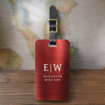 Monogram Red Brushed Metallic Elegant Luggage Tag<br><div class="desc">Introducing our Monogram Brushed Metallic Elegant Luggage Tag: Elevate your travel experience with this sophisticated accessory. Crafted from brushed metallic material, this luggage tag exudes elegance and style. The monogram design adds a personalised touch, making it easy to identify your luggage while adding a touch of sophistication to your belongings....</div>
