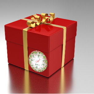 Monogram  Red Christmas Greenery  Classic Round St Classic Round Sticker