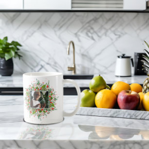 Monogram Red Christmas letter photoCoffee Mug
