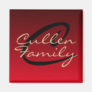 Monogram Red (Family) Square Magnet