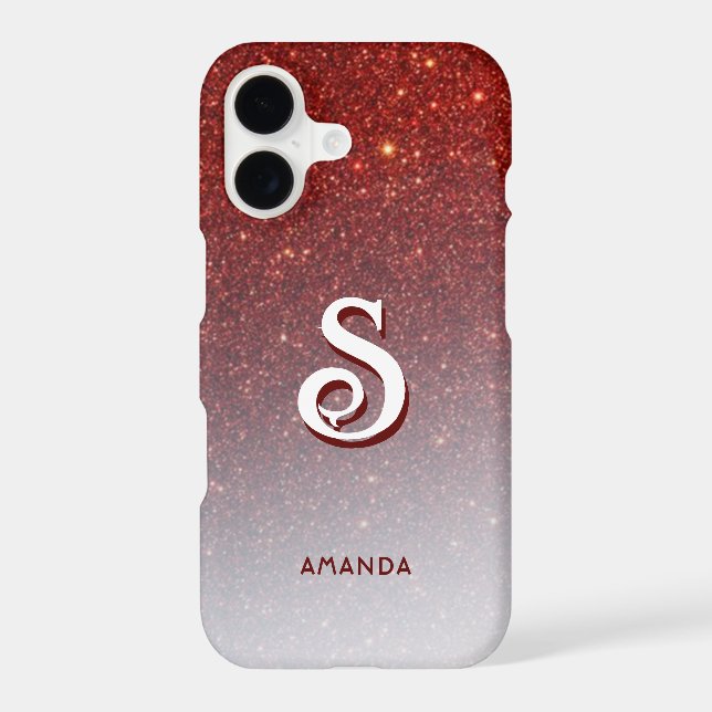 Monogram Red Glitter Ombre (Back)