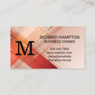Monogram   Red Gold Background Business Card
