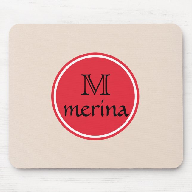 Monogram Red Gold Circle Mouse Pad (Front)