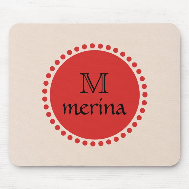Monogram Red Gold Circle Mouse Pad (Front)