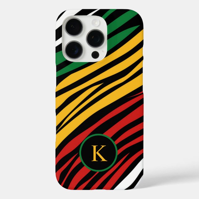 Monogram Red Green Yellow Black History Month Case-Mate iPhone Case (Back)