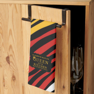 Monogram Red Green Yellow Black History Month Tea Towel