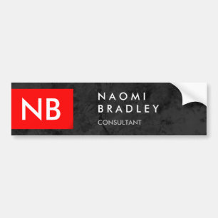 Monogram Red Grey Pattern Modern Bumper Sticker