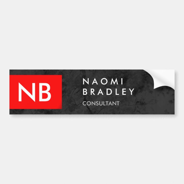 Monogram Red Grey Pattern Modern Bumper Sticker (Front)