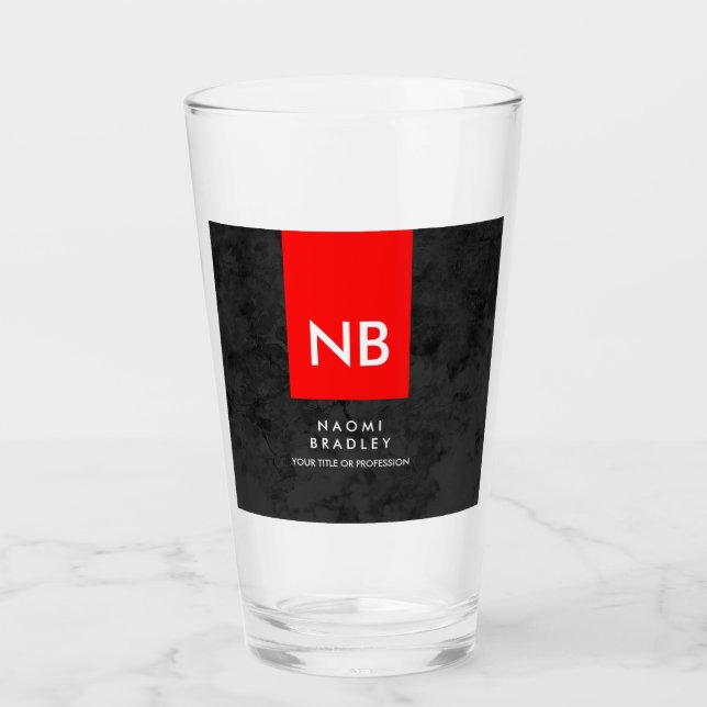 Monogram Red Grey Pattern Modern Glass (Front)
