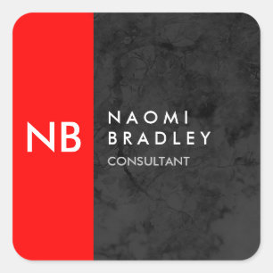 Monogram Red Grey Pattern Modern Square Sticker