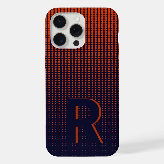 Monogram Red Halftone Modern Initial Personalised iPhone Case (Back)