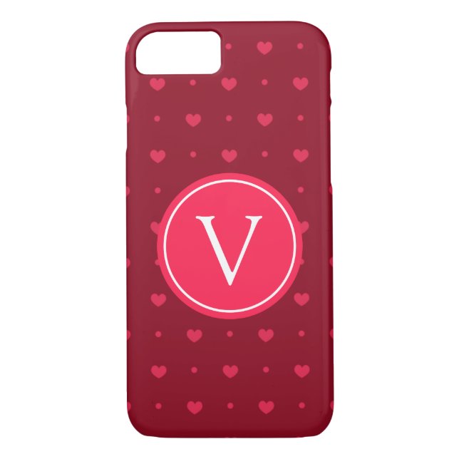 Monogram Red Hot Hearts Case-Mate iPhone Case (Back)