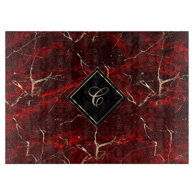 Monogram Red Marble Cutting Board (Front)