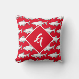 Monogram Red Minnow Pattern Fish Cushion
