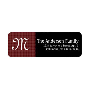 Monogram Red Plaid with Black Return Address Label