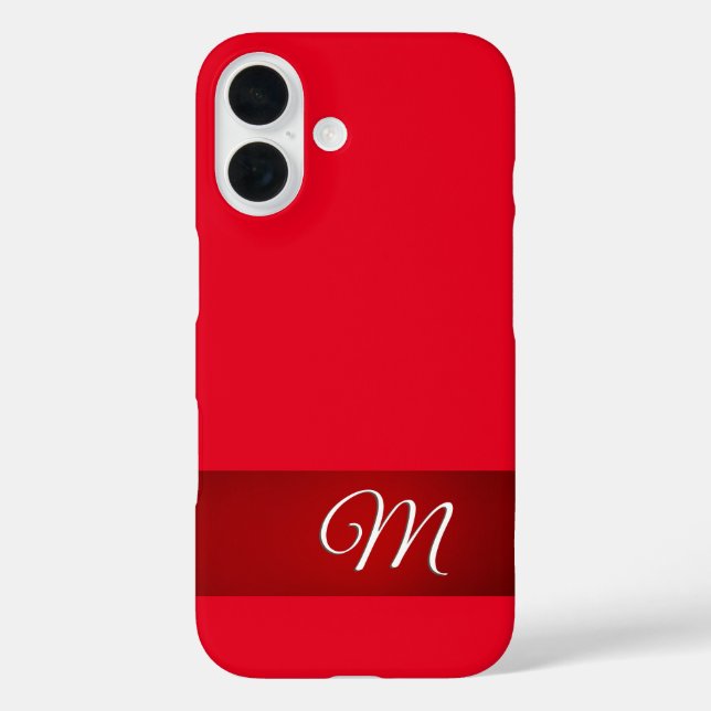 Monogram Red Plain Elegant Minimalist Calligraphy Case-Mate iPhone Case (Back)