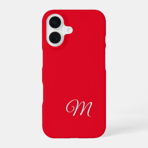 Monogram Red Plain Elegant Minimalist Calligraphy iPhone 16 Case