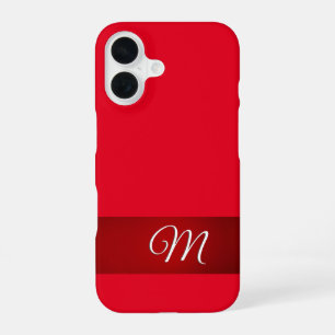 Monogram Red Plain Elegant Minimalist Calligraphy iPhone 16 Case