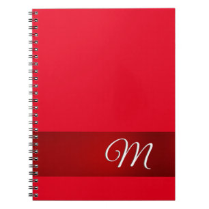 Monogram Red Plain Elegant Minimalist Calligraphy Notebook