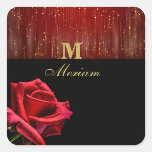Monogram Red Rose Sticker